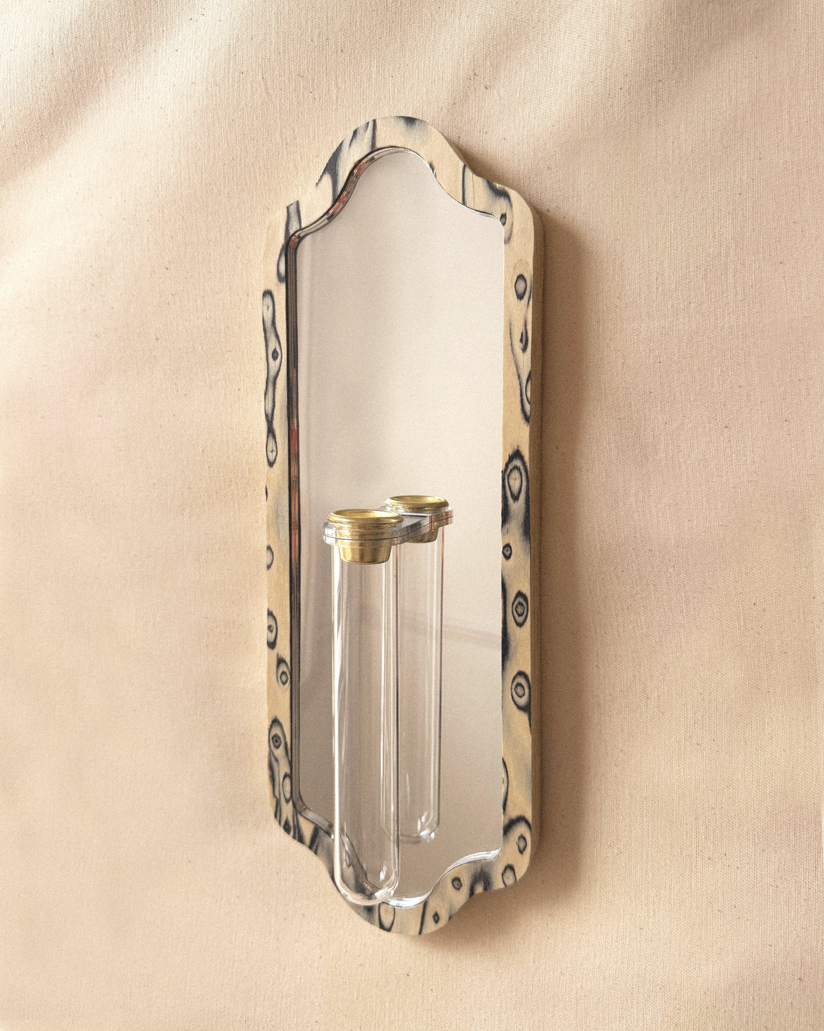 Curved Botanical Mirror - moiré veneer
