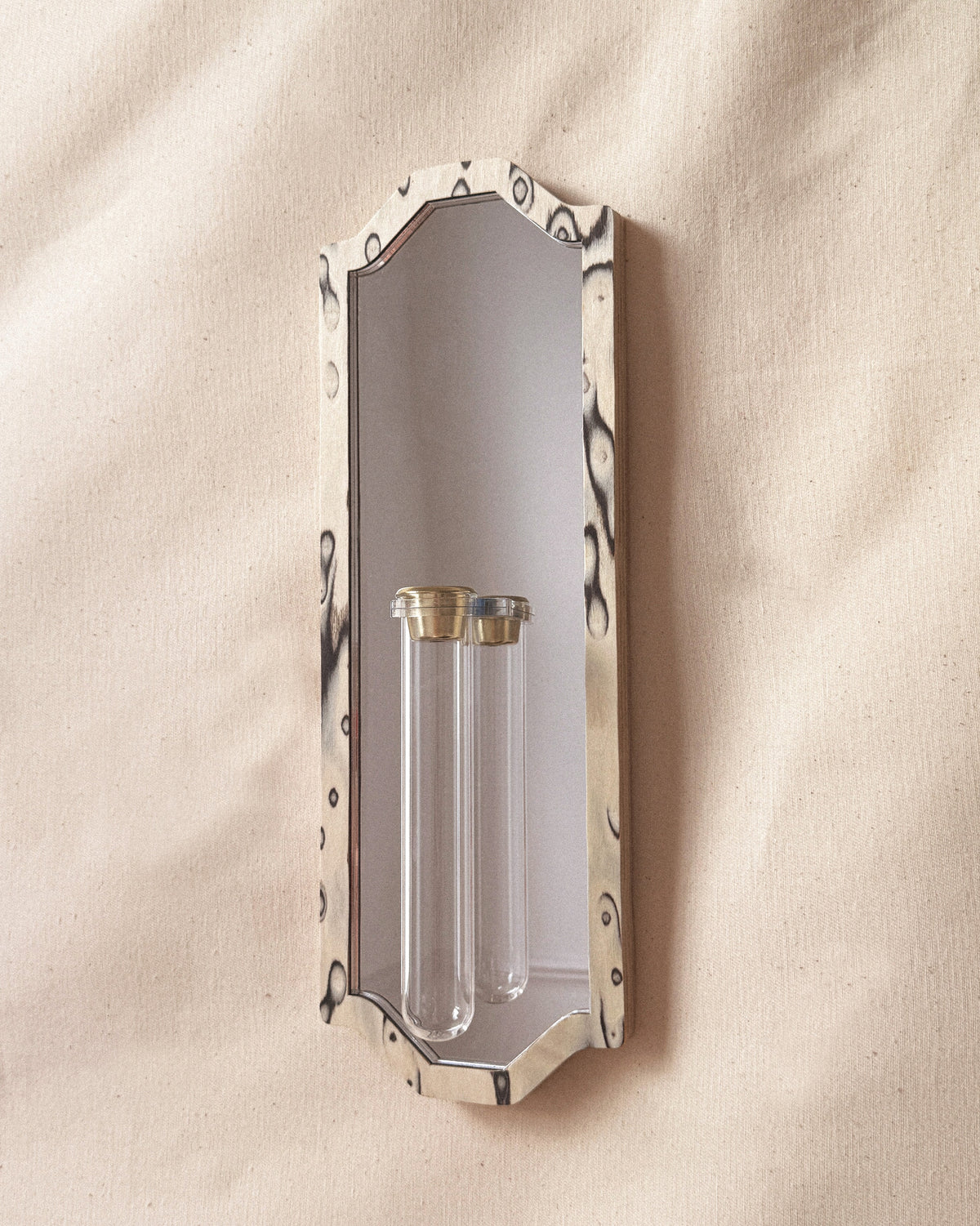 Pointed Botanical Mirror - moiré veneer