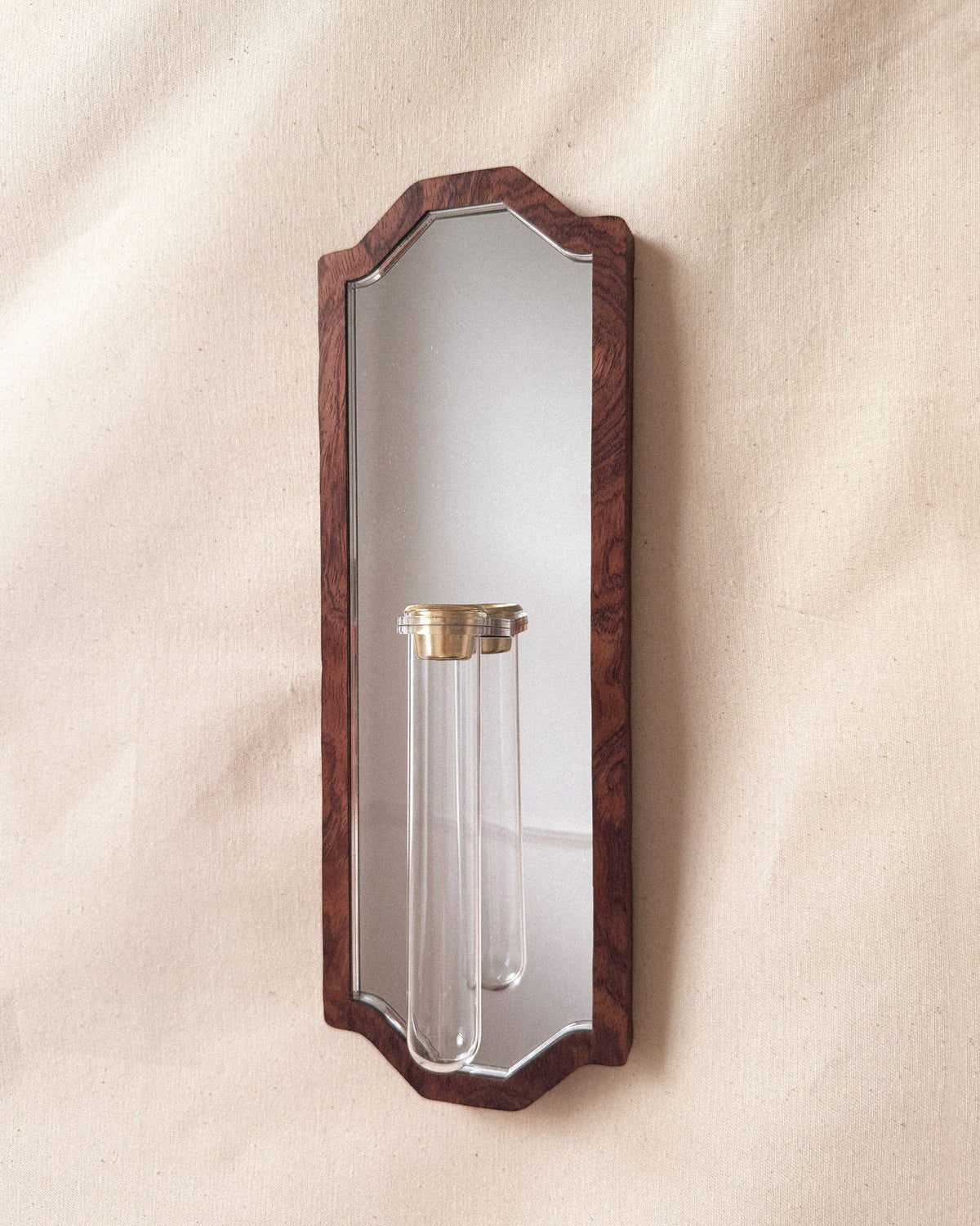 Pointed Botanical Mirror - walnut veneer