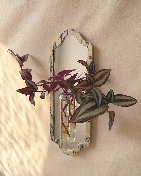 Curved Botanical Mirror - moiré veneer